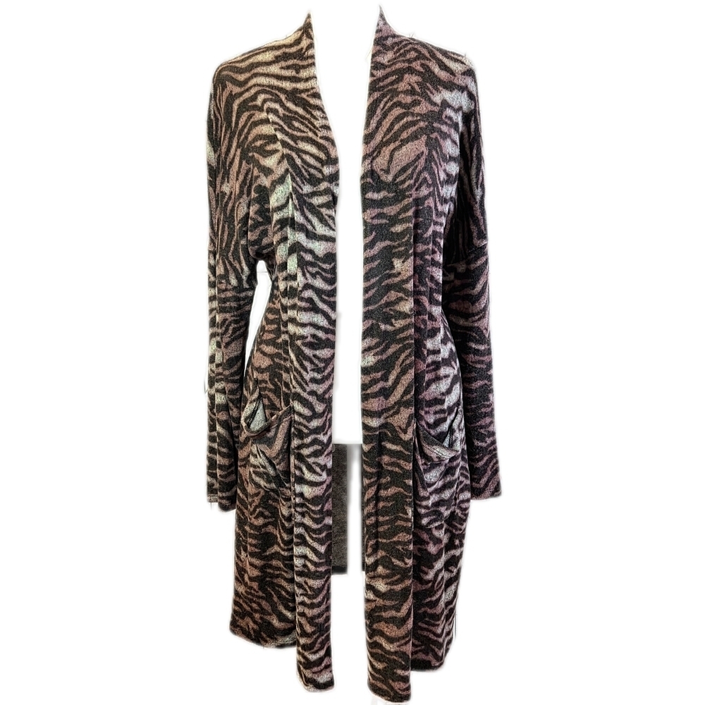 Chic Zebra Pattern Long Cardigan